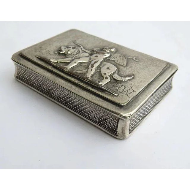 Early Silver Plate Patch Box Angel Putti Lions Dogs For Sale In Denver - Image 6 of 7