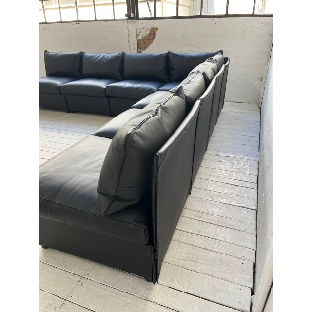 Black Modular Leather Sofa Landeau by Mario Bellini for Cassina, 1990s For Sale - Image 8 of 14
