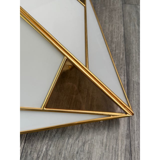 White Vintage Pyramid Ceiling Lamp in Glass and Metal, 1970s For Sale - Image 8 of 12
