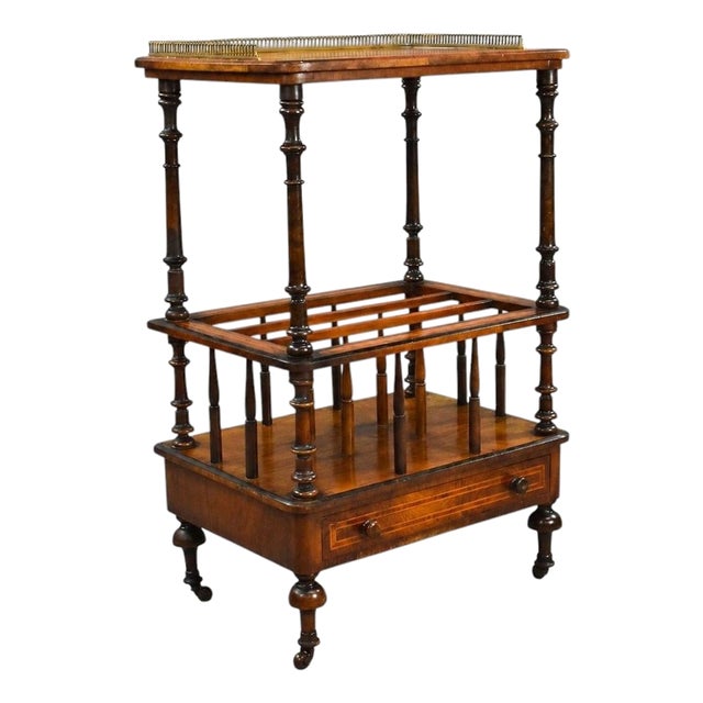 Victorian Burr Walnut Inlaid Canterbury, 1870s For Sale
