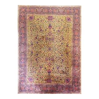 Antique Persian Manchester Wool Kashan Carpet, 10'0" × 14'0" For Sale