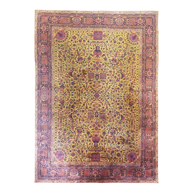 Antique Persian Manchester Wool Kashan Carpet, 10'0" × 14'0" For Sale