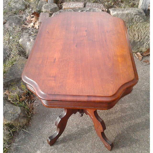 Brown Antique Victorian Eastlake Solid Walnut Parlor Table 1870s For Sale - Image 8 of 18