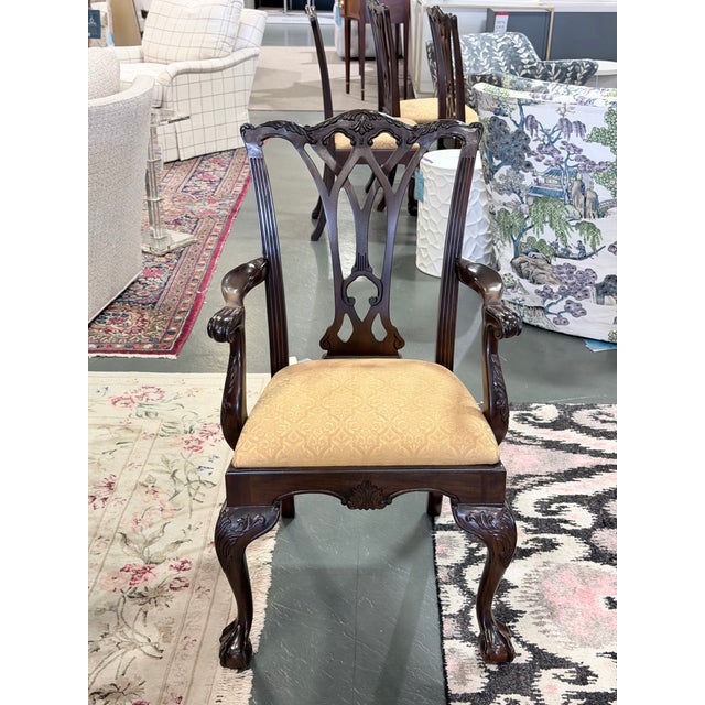 Vintage Drexel Heritage Georgian Style Mahogany Double Pedestal Dining Set For Sale - Image 9 of 12