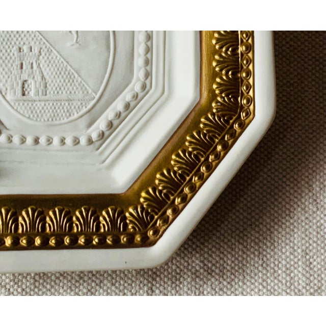 Italian Bisque Porcelain Grand Tour Style Plaque With Gold Border | Italy, Mid-20th C. For Sale - Image 16 of 18