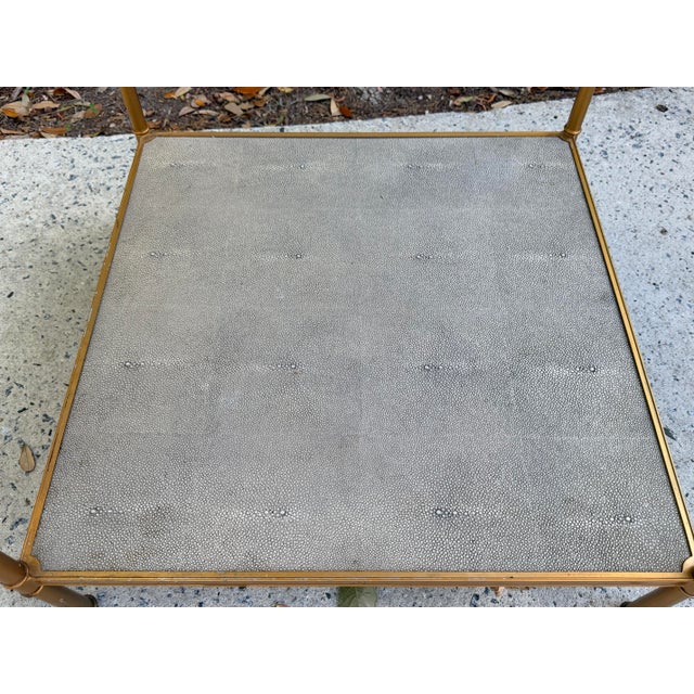 Lillian August 'Anton' Aged Brass and Shagreen Side Table For Sale In Savannah - Image 6 of 14