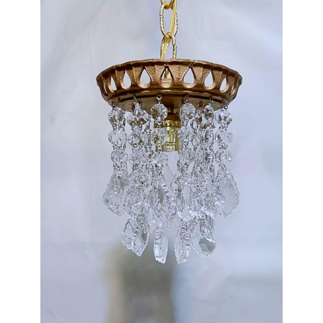 1960s Italian Brass Rim Upside Down Layered Chandelier For Sale - Image 9 of 9