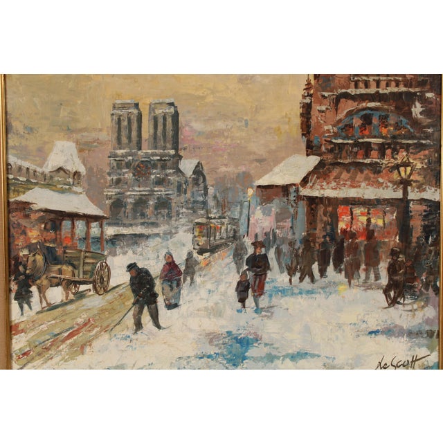 Wood Parisian Winter Scene Painting For Sale - Image 7 of 13