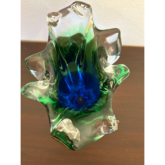 Glass Chrisbska Josef Hospodka Vintage Murano Style Hand Blown Glass Art Vase For Sale - Image 7 of 8