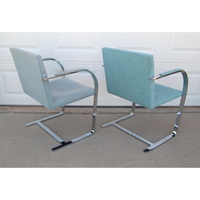 Mid-Century Modern Late 20th Century Ludwig Mies Van Der Rohe Brno Style Chairs Flat Arm For Sale - Image 3 of 12