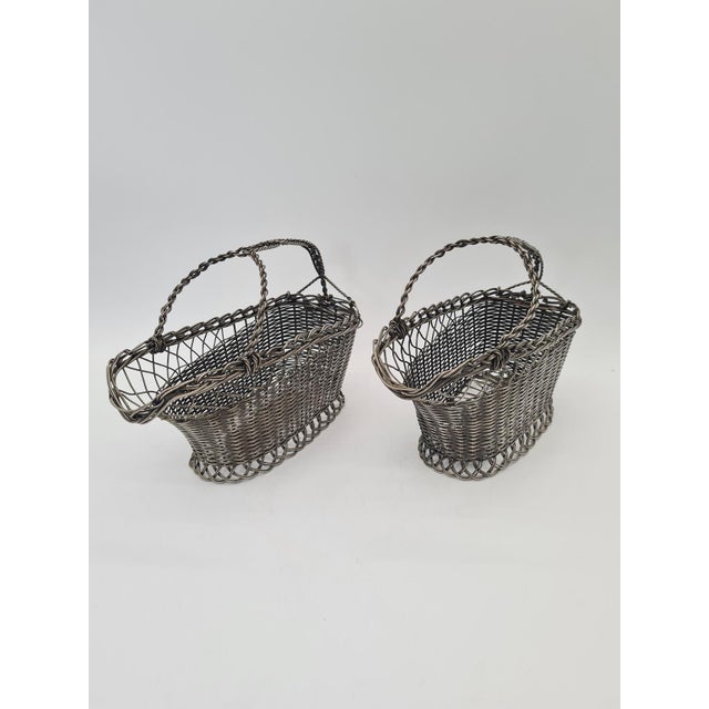 Mid-Century Modern Vintage French Style Metal Wine Baskets or Bottle Holders, 1970s, Set of 2 For Sale - Image 3 of 13