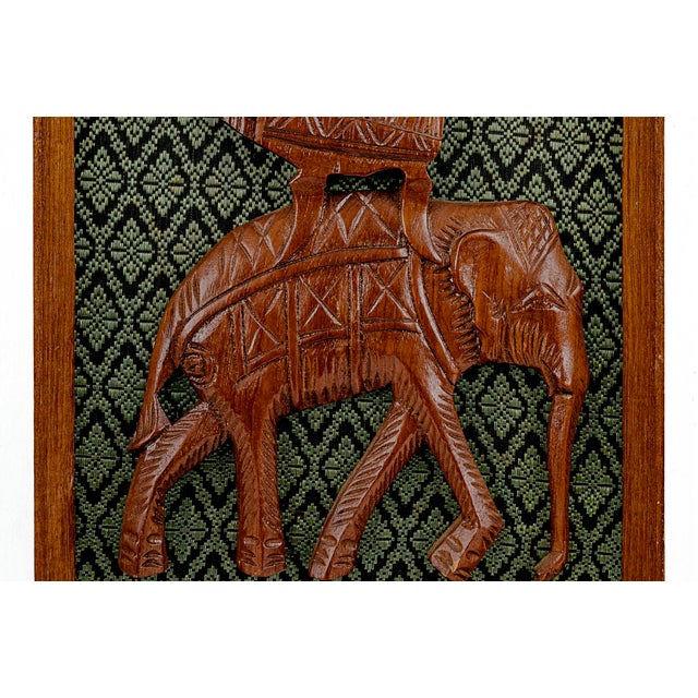 Vintage Thai Teak Wood Wall Hangings Featuring Elephants For Sale - Image 9 of 11