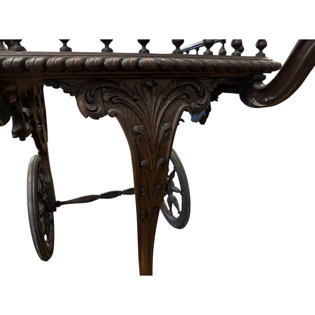 Antique Handcarved French Tea Cart, Circa 1880 For Sale - Image 6 of 8