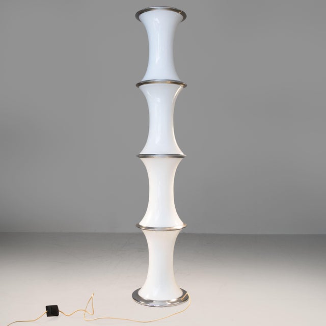 Floor Lamp in Opal Glass and Steel, 1970 For Sale - Image 3 of 13