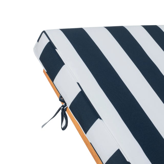 2020s Contemporary Chaise Lounge Chair With Side Table in Natural & Navy & White For Sale - Image 5 of 10