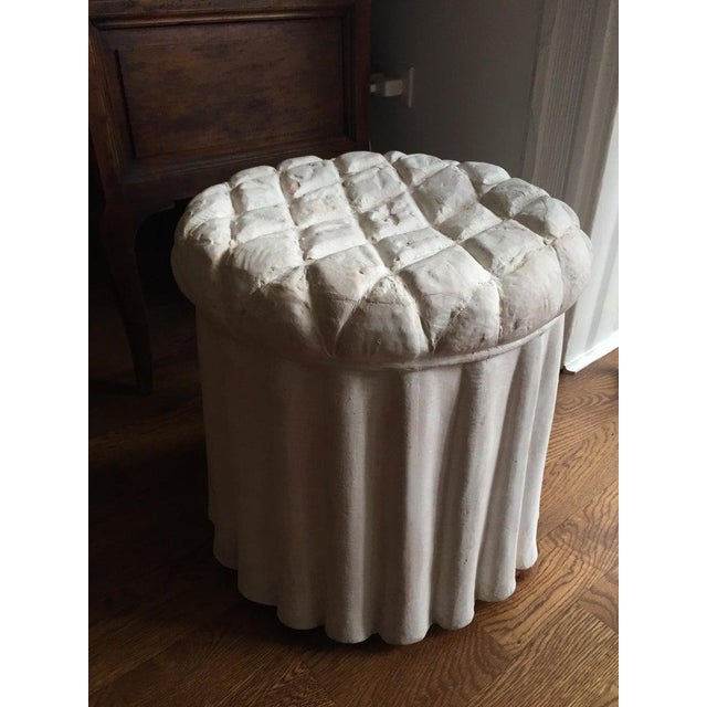 Sculpture Materials 1950s Trompe L’oeil Draped Plaster Ottoman Stool After Serge Roche For Sale - Image 7 of 8
