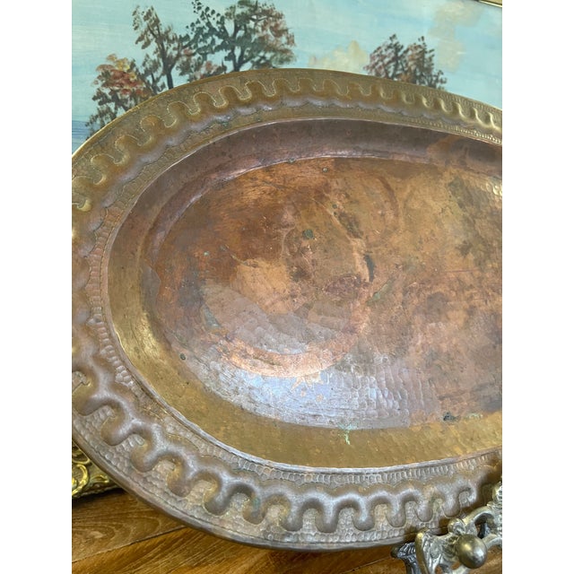 Vintage Hand-Hammered Oval Tray by Marsar Arte Y Cobre, Puerto Vallarta, Mexico For Sale In Seattle - Image 6 of 9