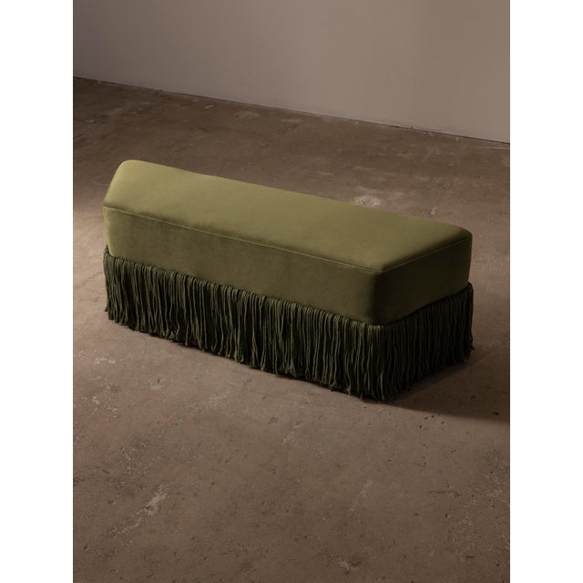 Allard Fringed Bench, Sage For Sale - Image 4 of 6