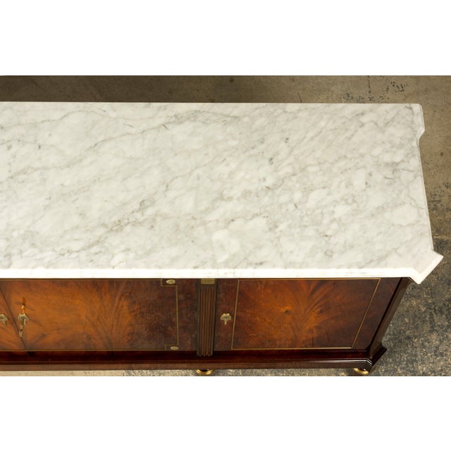 Mid 20th Century French Louis XVI Style Mahogany Sideboard Buffet With Carrara Marble Top For Sale In New York - Image 6 of 18