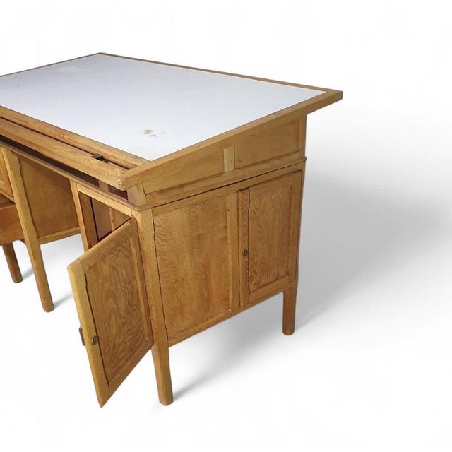 Large Oak Architect's Desk, 1940s For Sale - Image 18 of 18