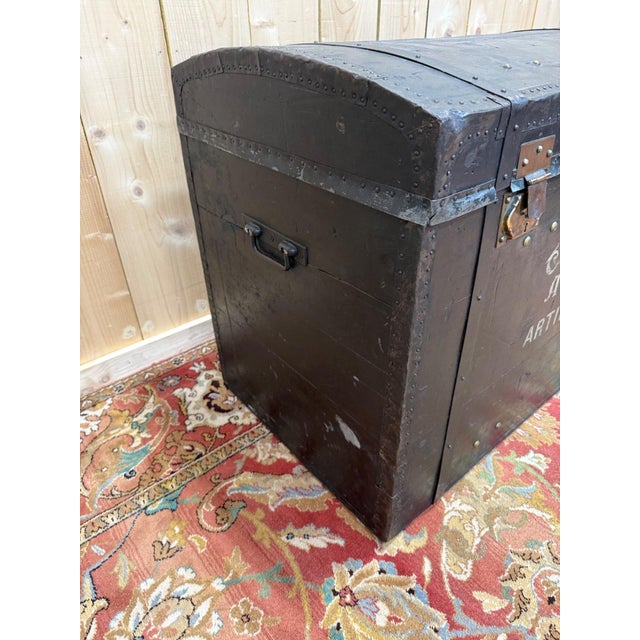 19th Century Leather and Brass Domed Military Travel Trunk by Captain Acard, Artillery For Sale - Image 5 of 8