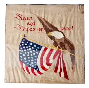 Vintage Stars and Stripes Embroidered Textile