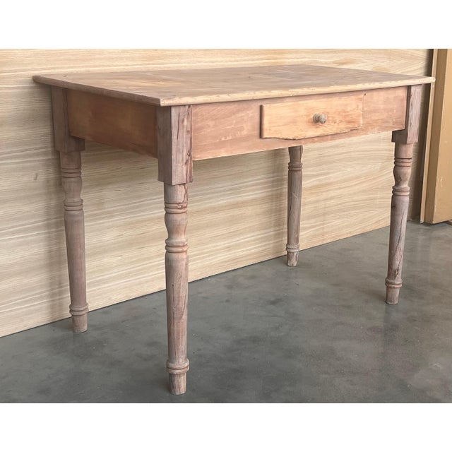 Early 19th Century Spanish Baroque Bleached Side Table with Drawer For Sale - Image 9 of 18