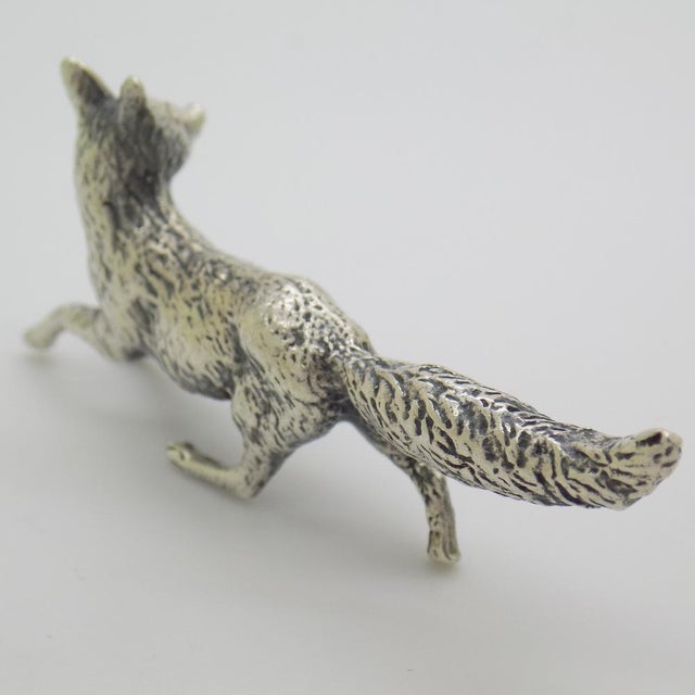 1970s Vintage Italian Handmade Silver Hunting Fox Figurine, Tuscany, 1970s For Sale - Image 5 of 12