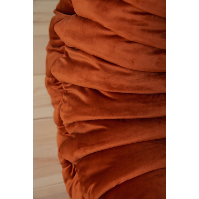 Amber Togo Velvet Corner Chair, Two and Three Seater Sofas by Michel Ducaroy for Ligne Roset, 1979, Set of 3 For Sale - Image 9 of 12