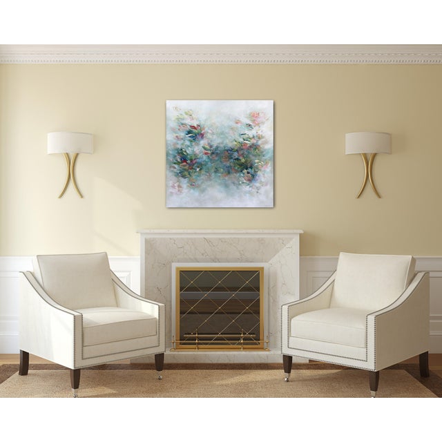 Turquoise La Force Eternelle - Dreamy Abstract Floral Painting Original Artwork by Vé Boisvert For Sale - Image 8 of 9