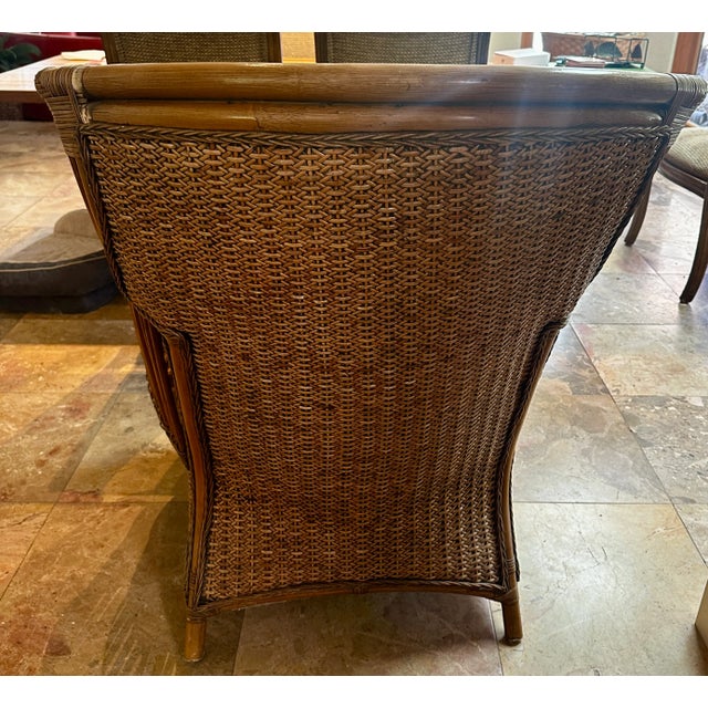 1970s Vintage Rattan Wicker Lounge Chair For Sale In Palm Springs - Image 6 of 9