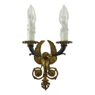 Empire Fire Gilded Candlestick Wall Light, 1900s For Sale