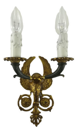 Empire Fire Gilded Candlestick Wall Light, 1900s