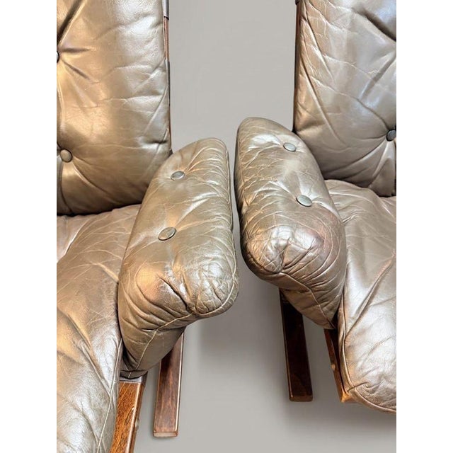 Norwegian Leather Lounge Chair Set from Rykken & Co, 1970s For Sale - Image 9 of 11
