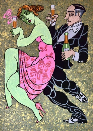 Juarez Machado Signed Limited Edition Serigraph – Elegant Toast