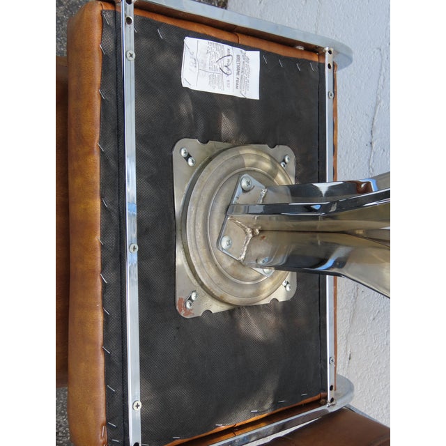 Retro Mid Century Modern Swivel Vinyl and Chrome Barstools a Set of Three 6373 For Sale - Image 11 of 17