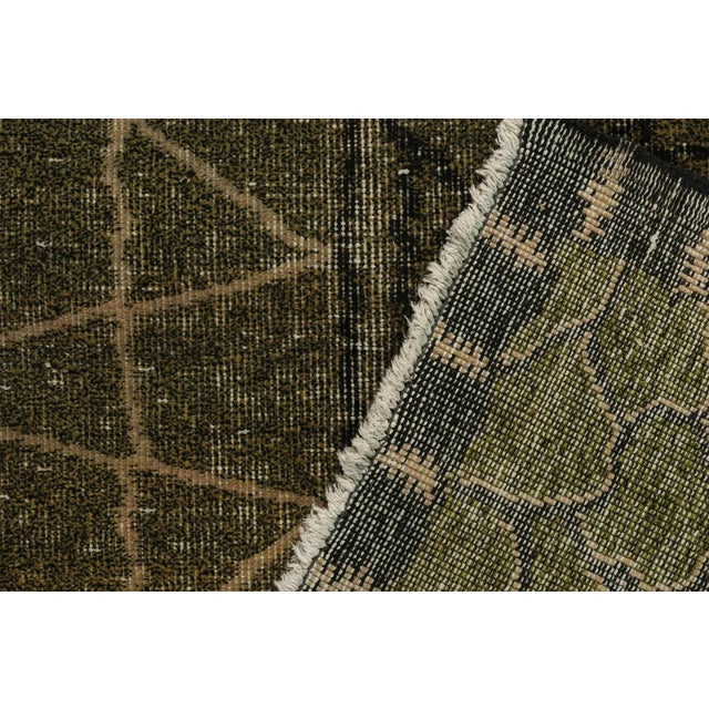 Textile Vintage Zeki Muren Art Deco Rug in Green and Black Pattern, by Rug & Kilim For Sale - Image 7 of 8
