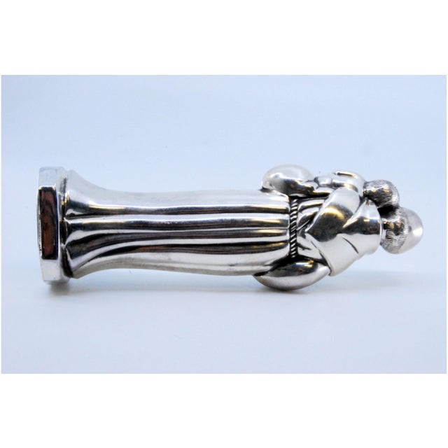Silver Statuette of Saint Anthony Holding Boy and Flowers For Sale - Image 3 of 9