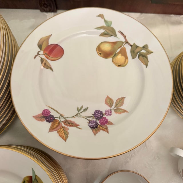 Vintage Royal Worcester Evesham Porcelain Dinner, Service for 12 For Sale In Raleigh - Image 6 of 12
