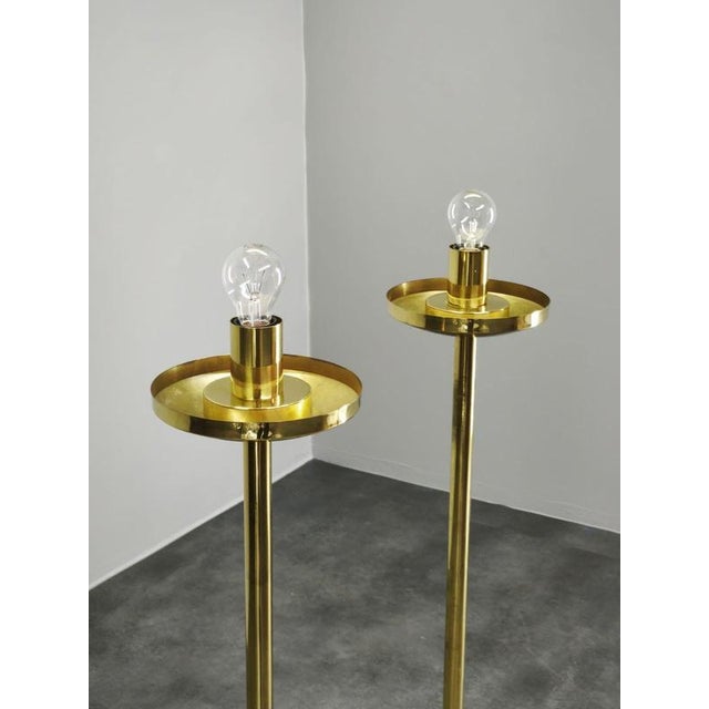 Space Age Bubble Glass and Brass Floor Lamps, 1970s, Set of 2 For Sale - Image 4 of 15