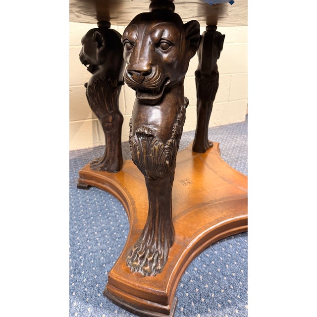 Theodore Alexander Neoclassical Lion Monopodia Game Table With Granite Top & Pull-Out Trays For Sale - Image 9 of 13