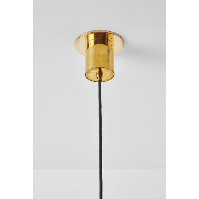 Large 1950s Stilnovo Model Brass and Glass Pendant With Original Yellow Label For Sale - Image 10 of 13