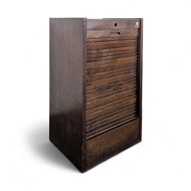 Brown Vintage Filing Cabinet in Wood For Sale - Image 8 of 8
