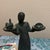 For sale is a striking contemporary bronze sculpture with a rich, dark verdigris patina. This piece features a minimalist,...