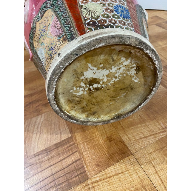 Ceramic Late 19th Century Lavender Satsuma Oversized Floor Vase With Enamel and Butterfly Handles For Sale - Image 7 of 12