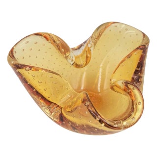 Amber Murano Glass Ashtray, 1950s For Sale