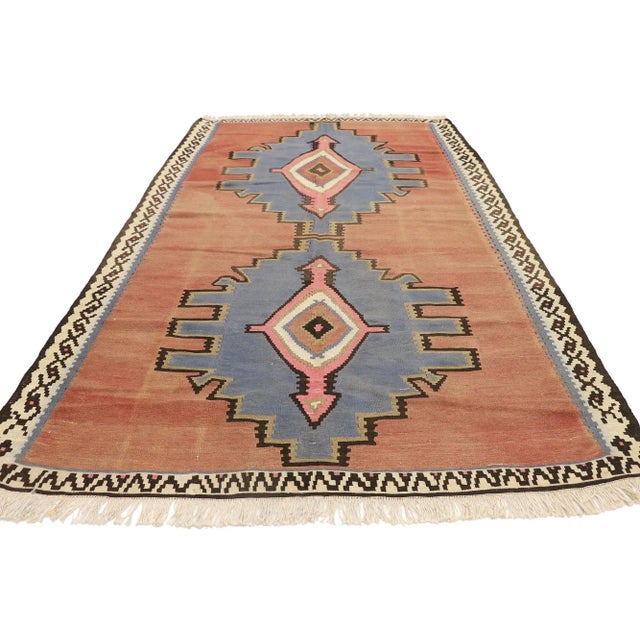 Rustic Vintage Persian Bijar Kilim Rug - 05'05 X 09'03 For Sale - Image 3 of 8