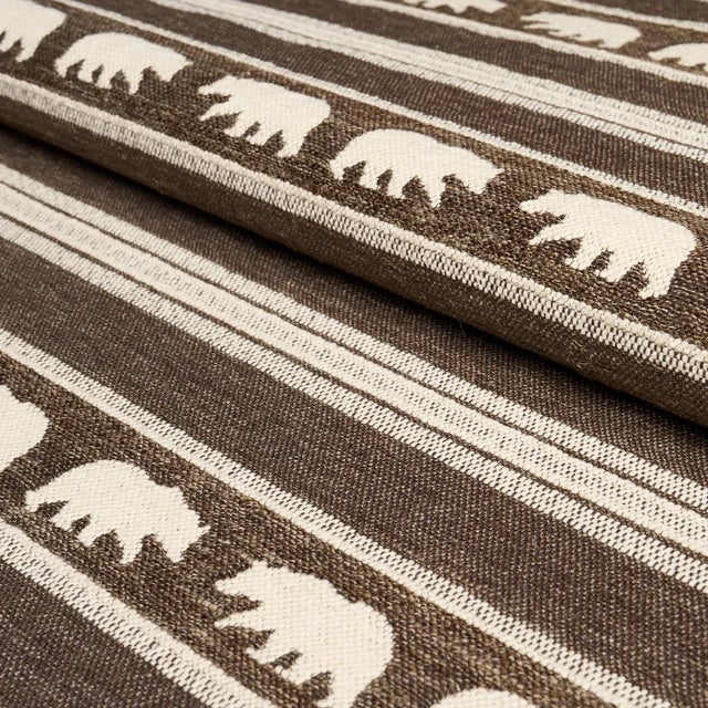 Schumacher Schumacher Koda Stripe Fabric In Coffee For Sale - Image 4 of 4