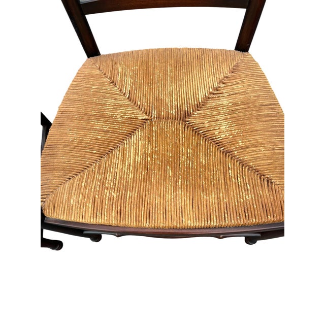 Copper Pair of Vintage Ladder-Back Rush-Seat Chairs-Pair For Sale - Image 8 of 8