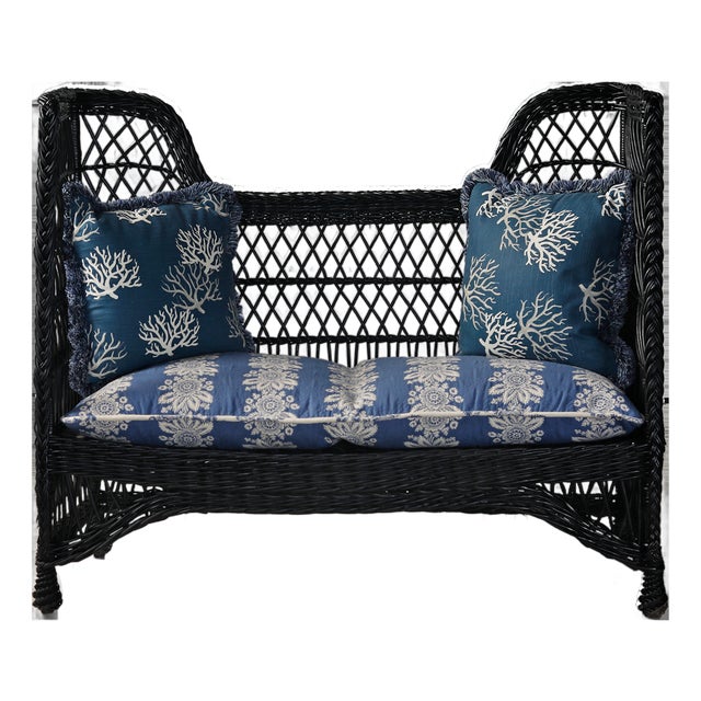 Antique Stick Wicker Settee For Sale